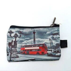 London Double Decker Bus Red Coin Purse Keychain